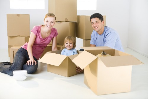 Organised student boxes prepared for a move in Knightsbridge