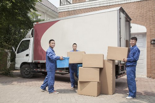 Packed student belongings ready for removal in Knightsbridge