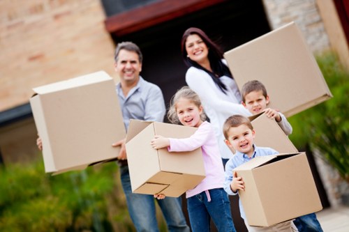 Careful loading of office items during a Knightsbridge business move