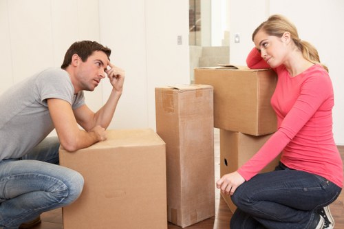 Packed moving boxes ready for a Knightsbridge flat relocation