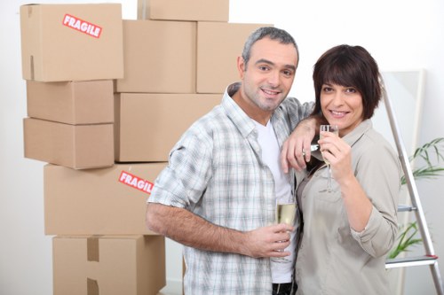 Movers planning access and loading for a Knightsbridge furniture relocation